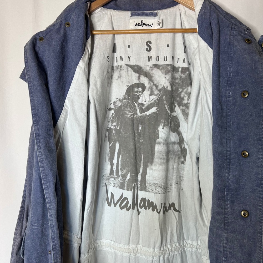 Wallamwan Jacket Size XL Mens Denim Long Duster Coat Indigo Blue Western Style - Picture 5 of 15